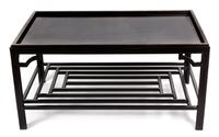 A Georgian Style Black Lacquered Two-Tiered Coffee Table Height 20 x width 40 x depth 24 inches.