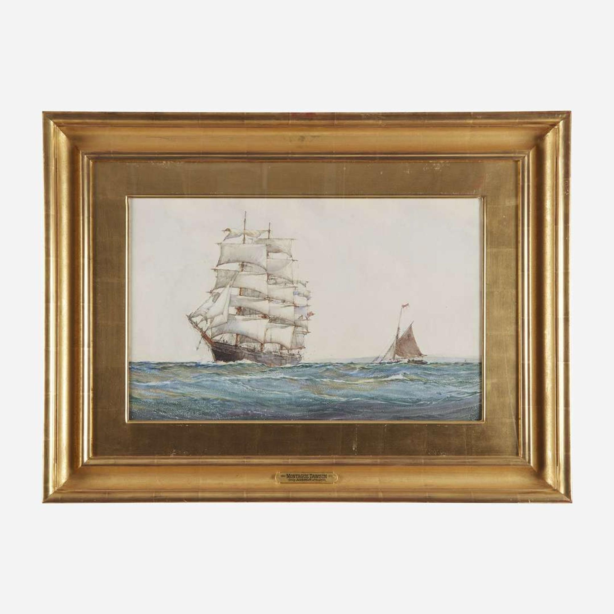 Montague Dawson (British, 1895-1973) Outward Bound (Drafting the Pilot)