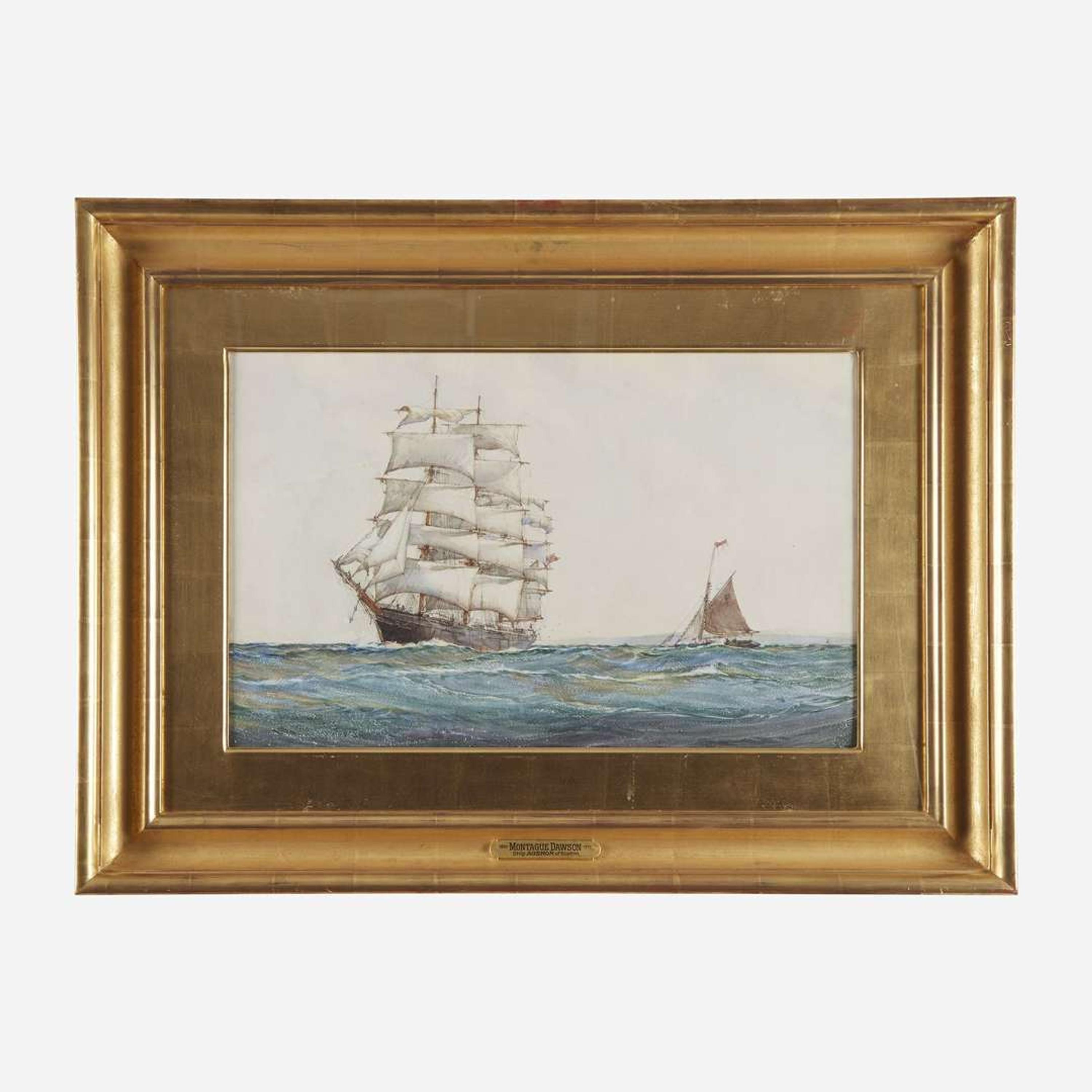 Montague Dawson (British, 1895-1973) Outward Bound (Drafting the Pilot)
