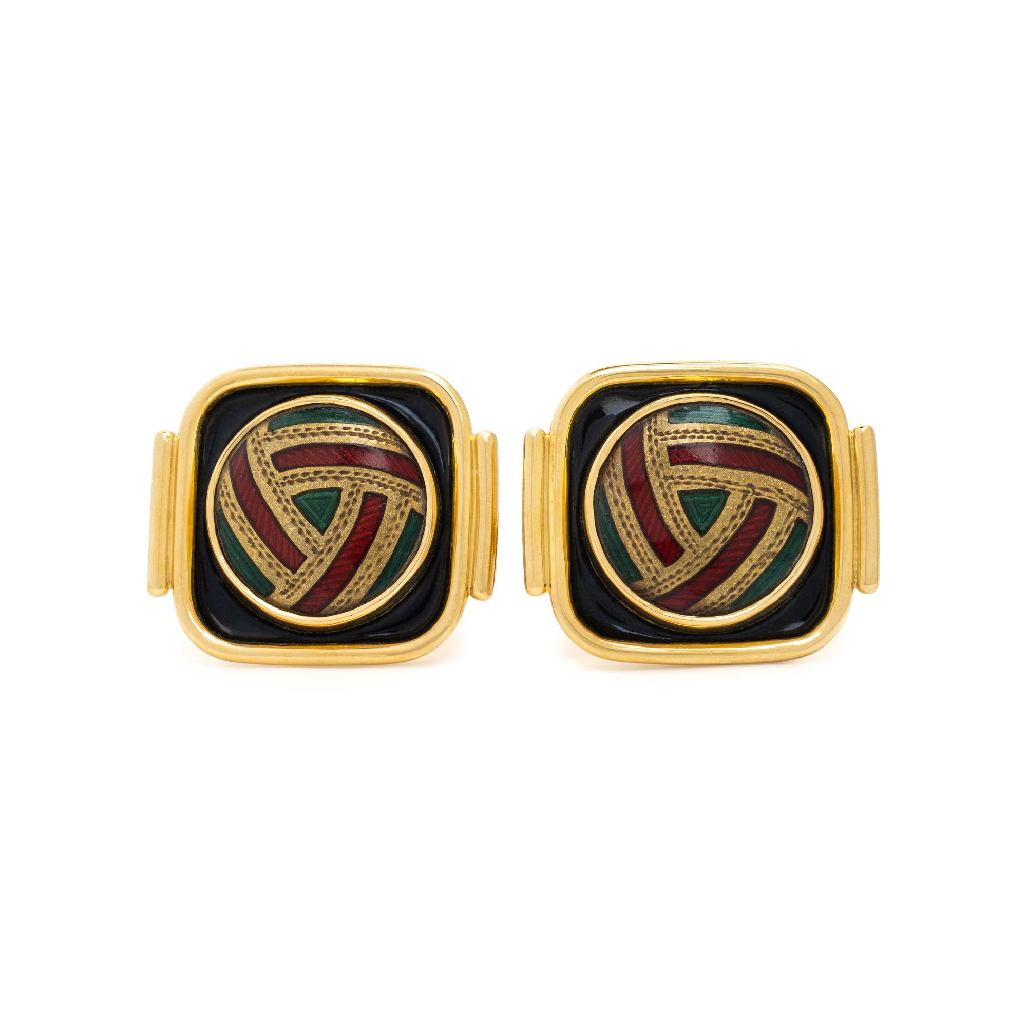 Elizabeth Gage, Enamel and Yellow Gold Cufflinks