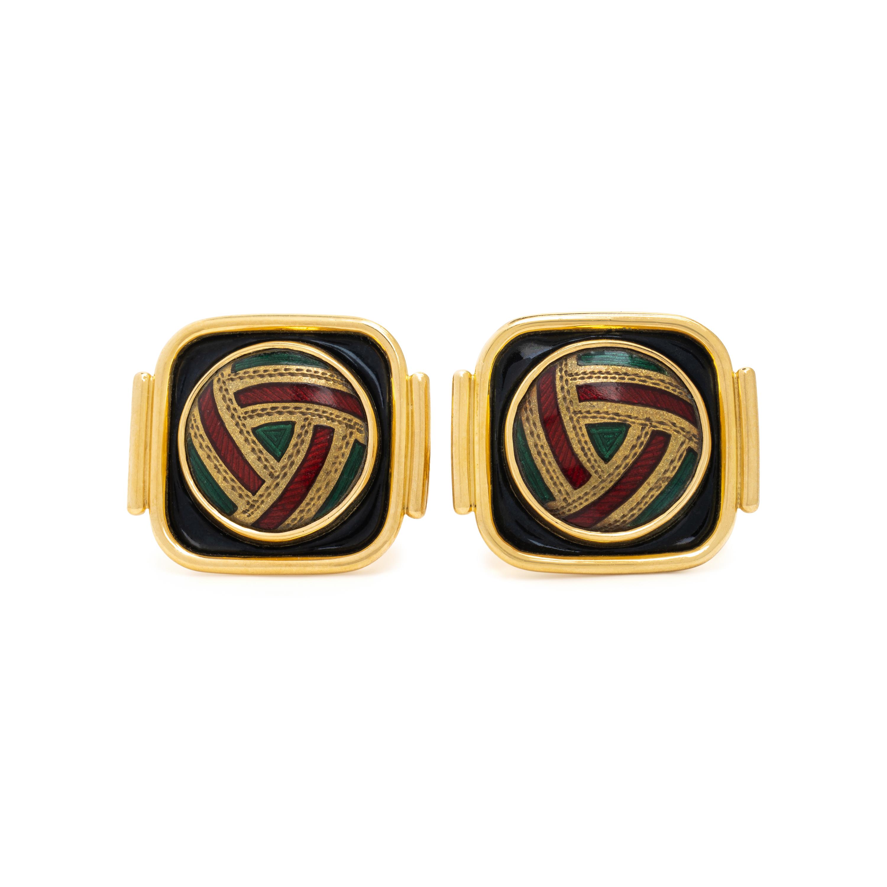 Elizabeth Gage, Enamel and Yellow Gold Cufflinks