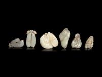 Six Chinese Carved Jade Beans