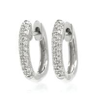 A Pair of 14 Karat White Gold and Diamond Hoop Earrings, 1.60 dwts.