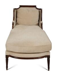 A Louis XVI Carved Walnut Chaise Longue