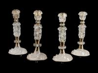 A Set of Four Louis XVI Style Rock Crystal Candlesticks
