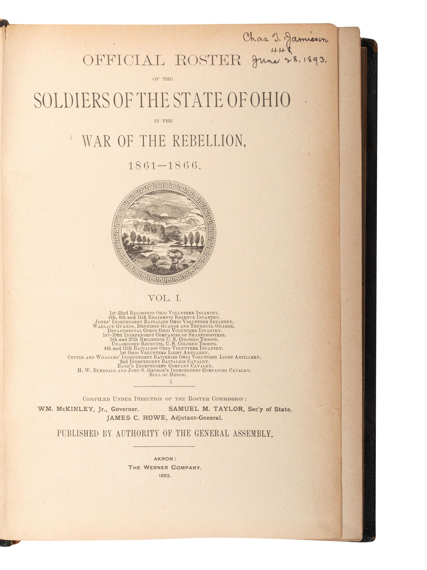 [CIVIL WAR - OHIO]. Official Roster of the Soldiers of the State of Ohio in the War of the Rebellion, 1861-1866 .
