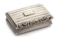A George IV Silver Vinaigrette, Nathaniel Mills, Birmingham, 1830, having a ribbed case, the lid centered by a monogrammed cartouche, t