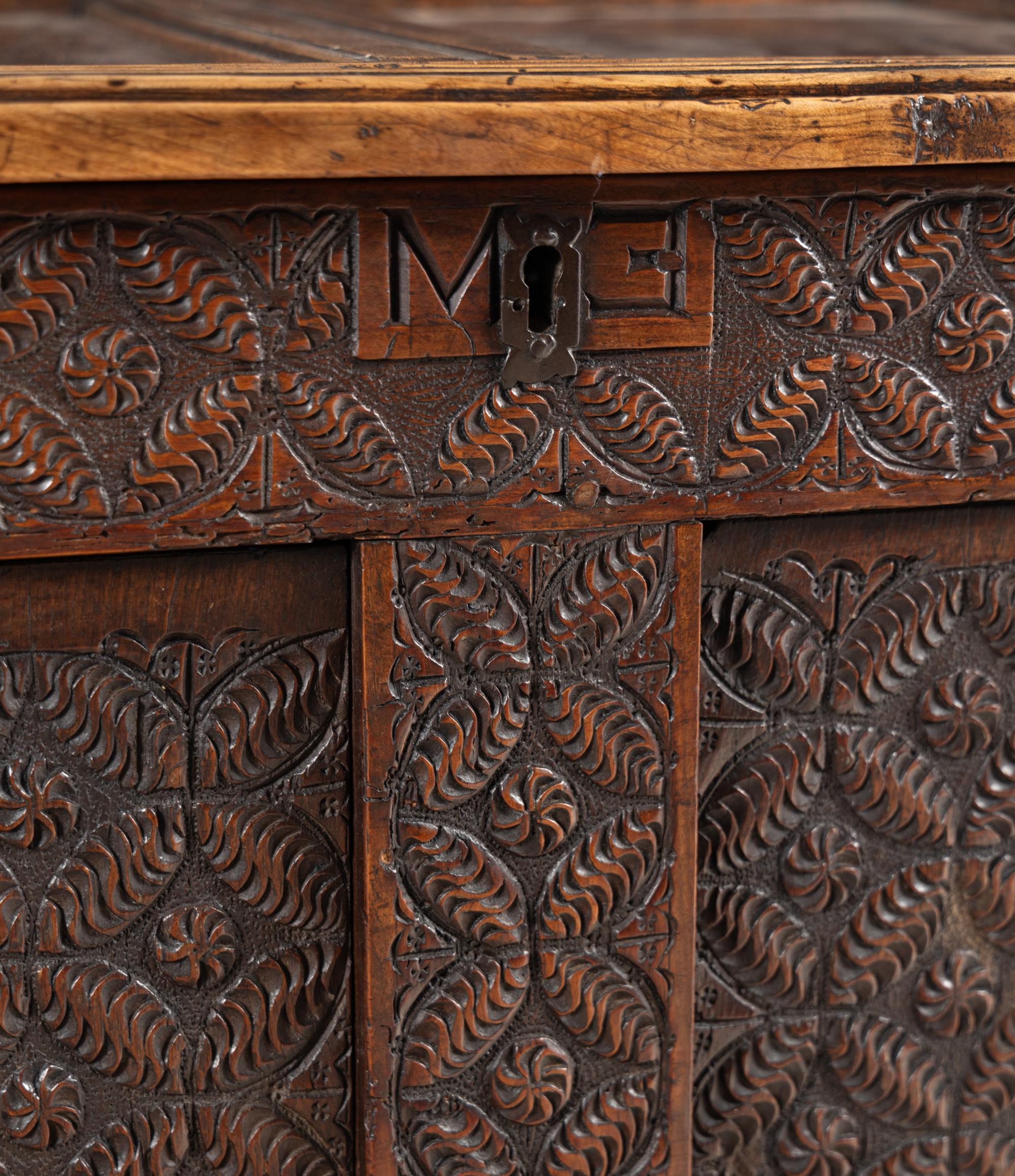 A Charles II Carved Oak Coffer