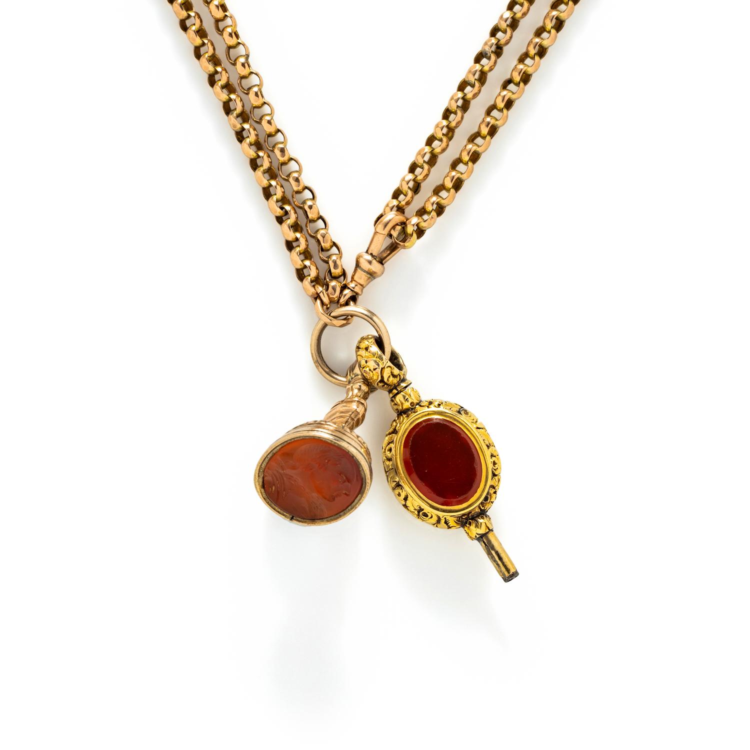 YELLOW GOLD FOB CHAIN AND CHARMS
