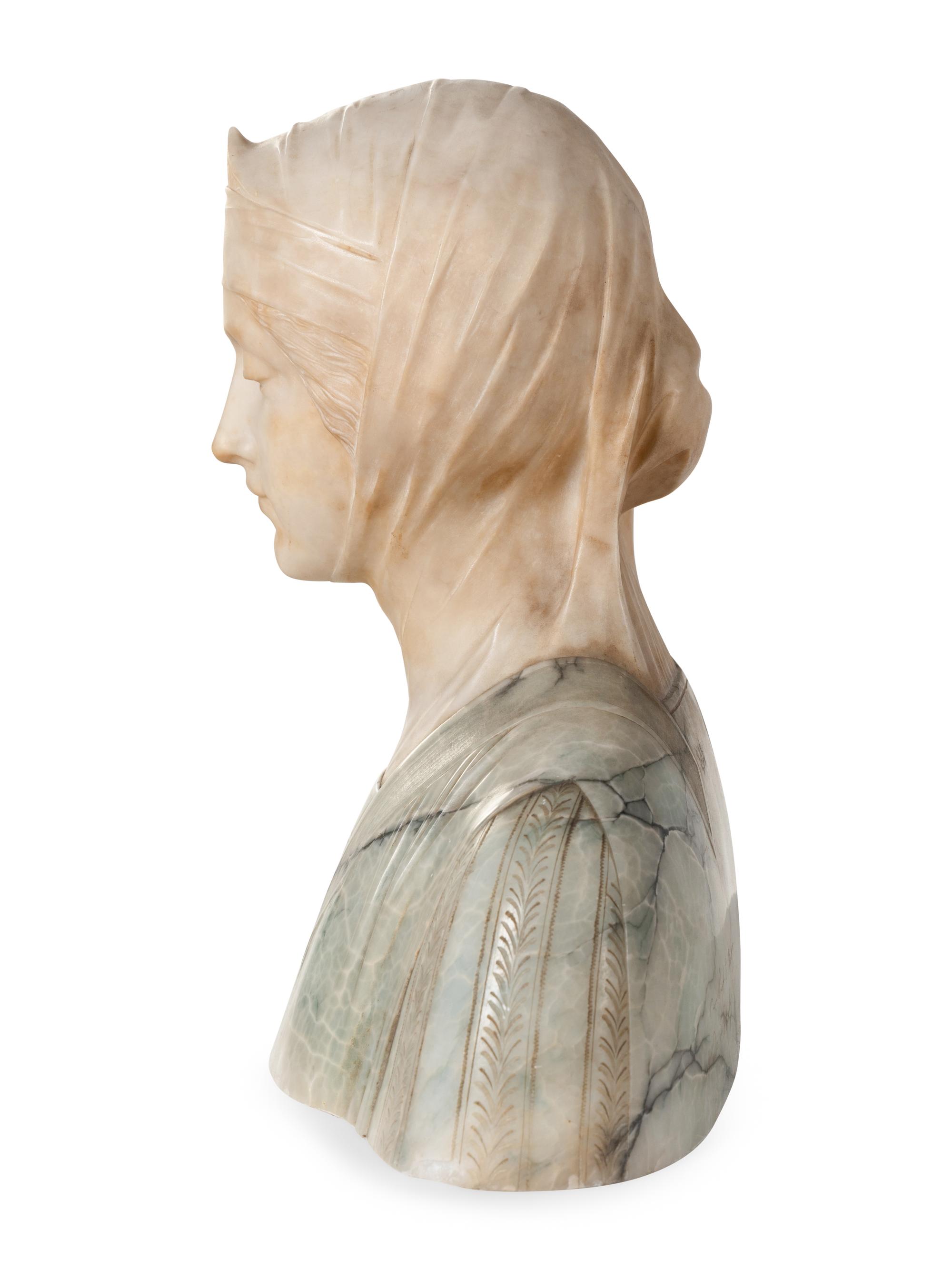 Two Continental Variegated Marble Busts of Women