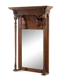 A Renaissance Revival Carved Oak Overmantel Mirror