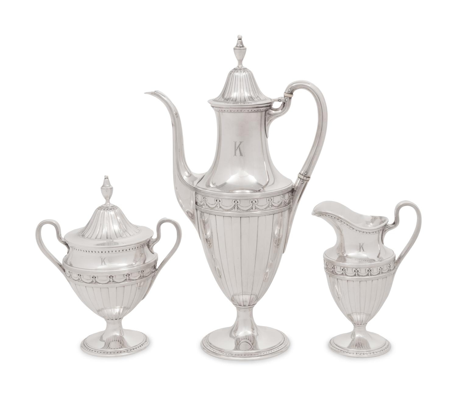 A Tiffany and Co. Silver Three-Piece Coffee Service