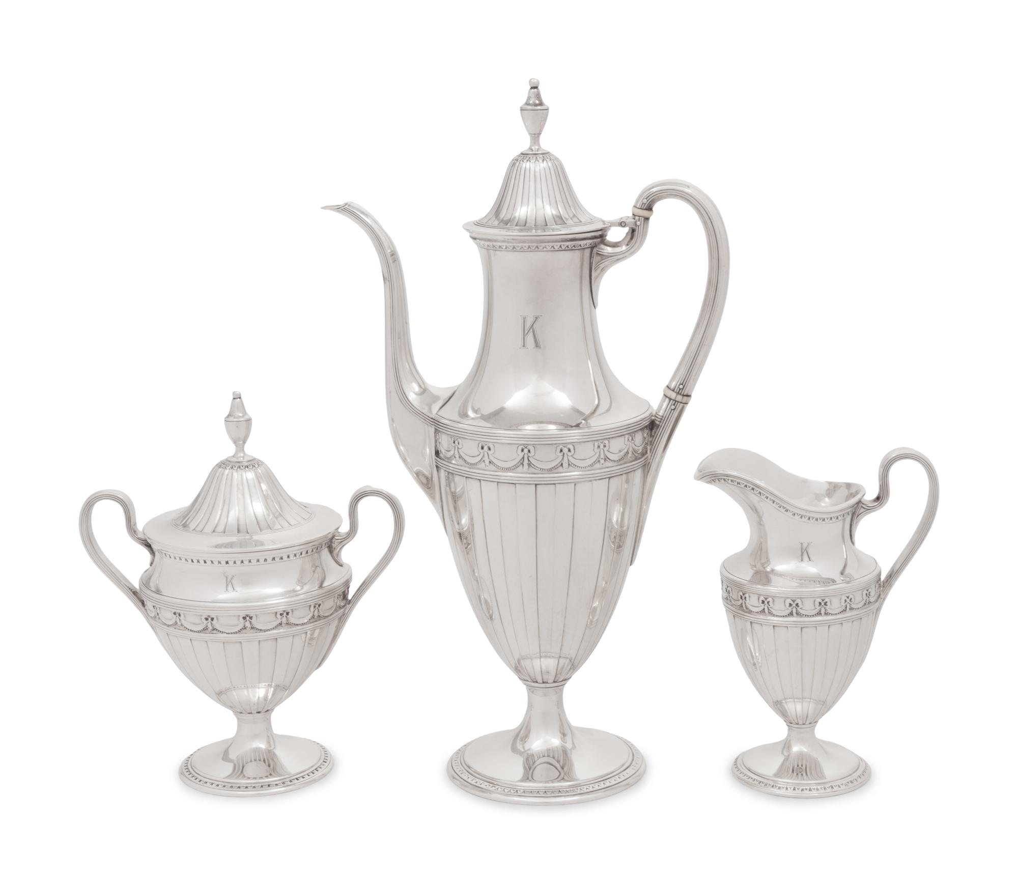 A Tiffany and Co. Silver Three-Piece Coffee Service