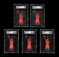 A Group of Five SGC Graded 1996-97 Fleer Metal Metallized Michael Jordan Basketball Cards No. 128,