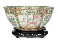 A Chinese Export Rose Medallion Punch Bowl