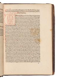 CYPRIANUS, Thascius Caecilius (Saint, Bishop of Carthage, d. 258). Opera . Edited by Johannes Andreas, Bishop of Aleria, and Christoforus de Priolis. Venice : Lucas Dominici F., Venetus, 4 December 1483.