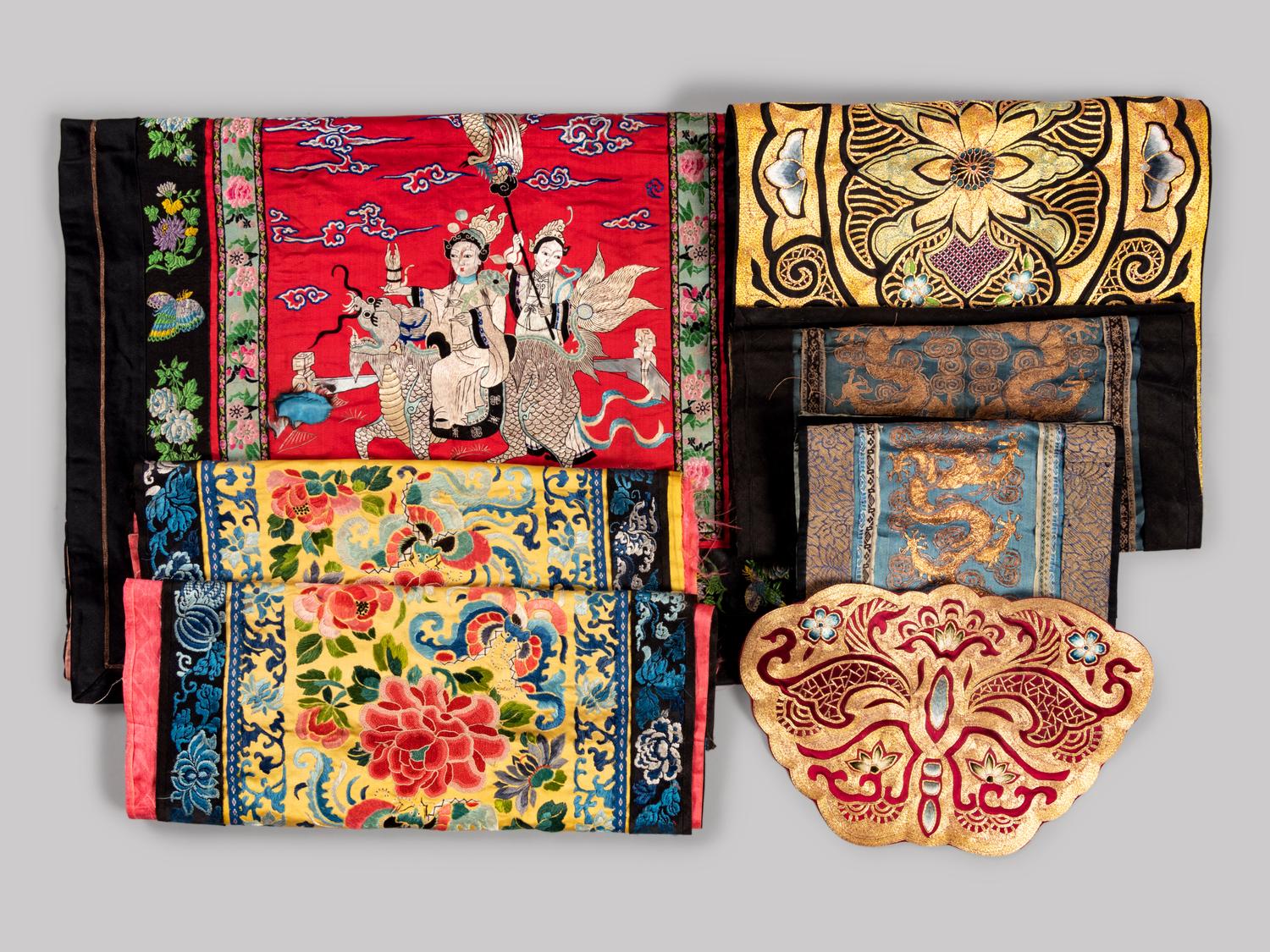 Seven Chinese Embroidered Silk Panels