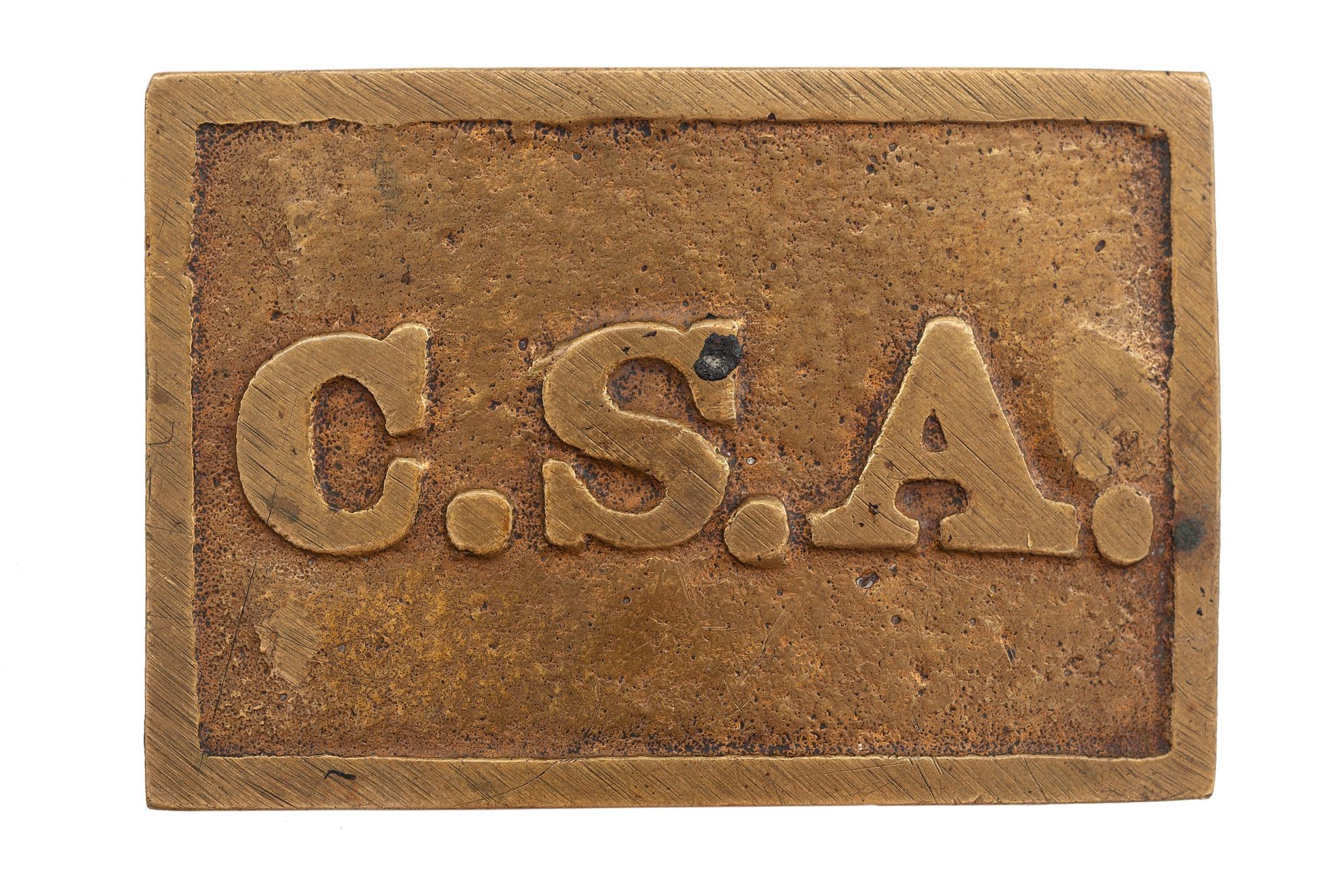 Confederate "Virginia Style" Rectangular CSA Plate - Similar to Mullinax #102