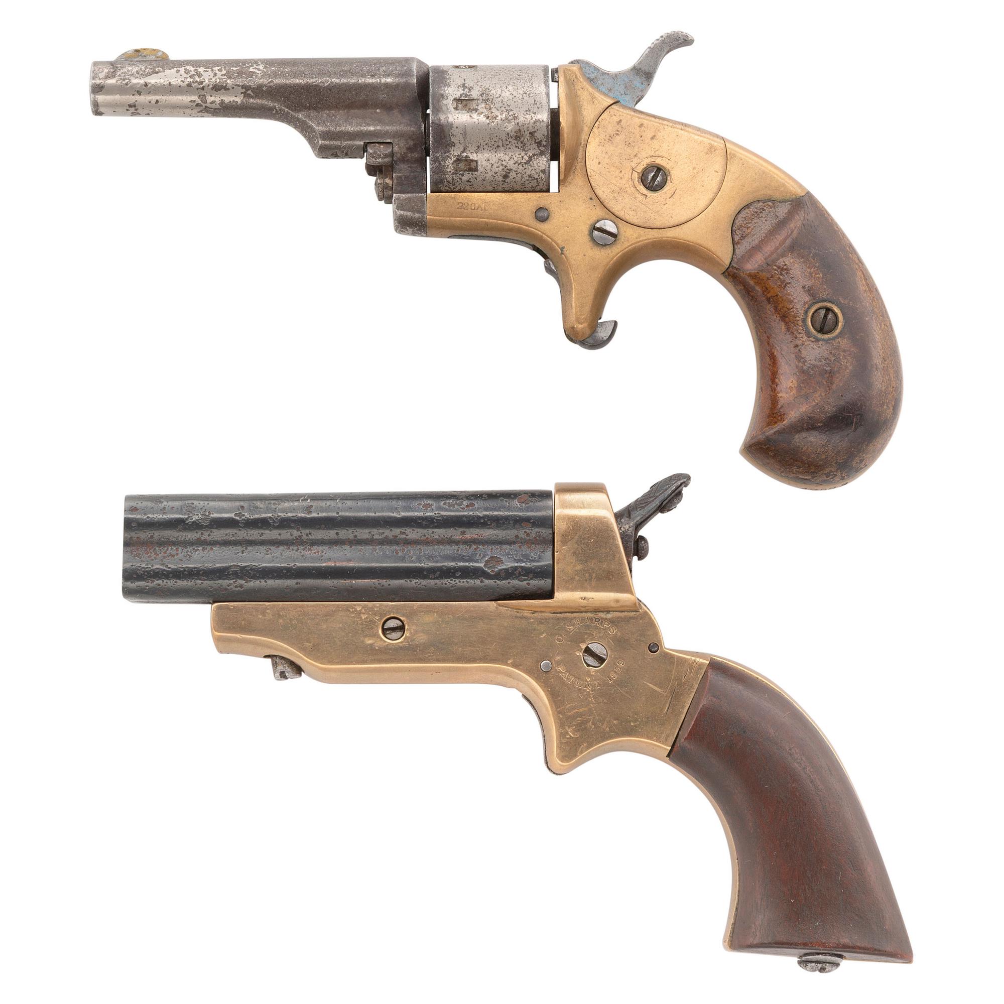 C. Sharps .32 Rimfire Pepperbox Pistol and Colt Open Top .22