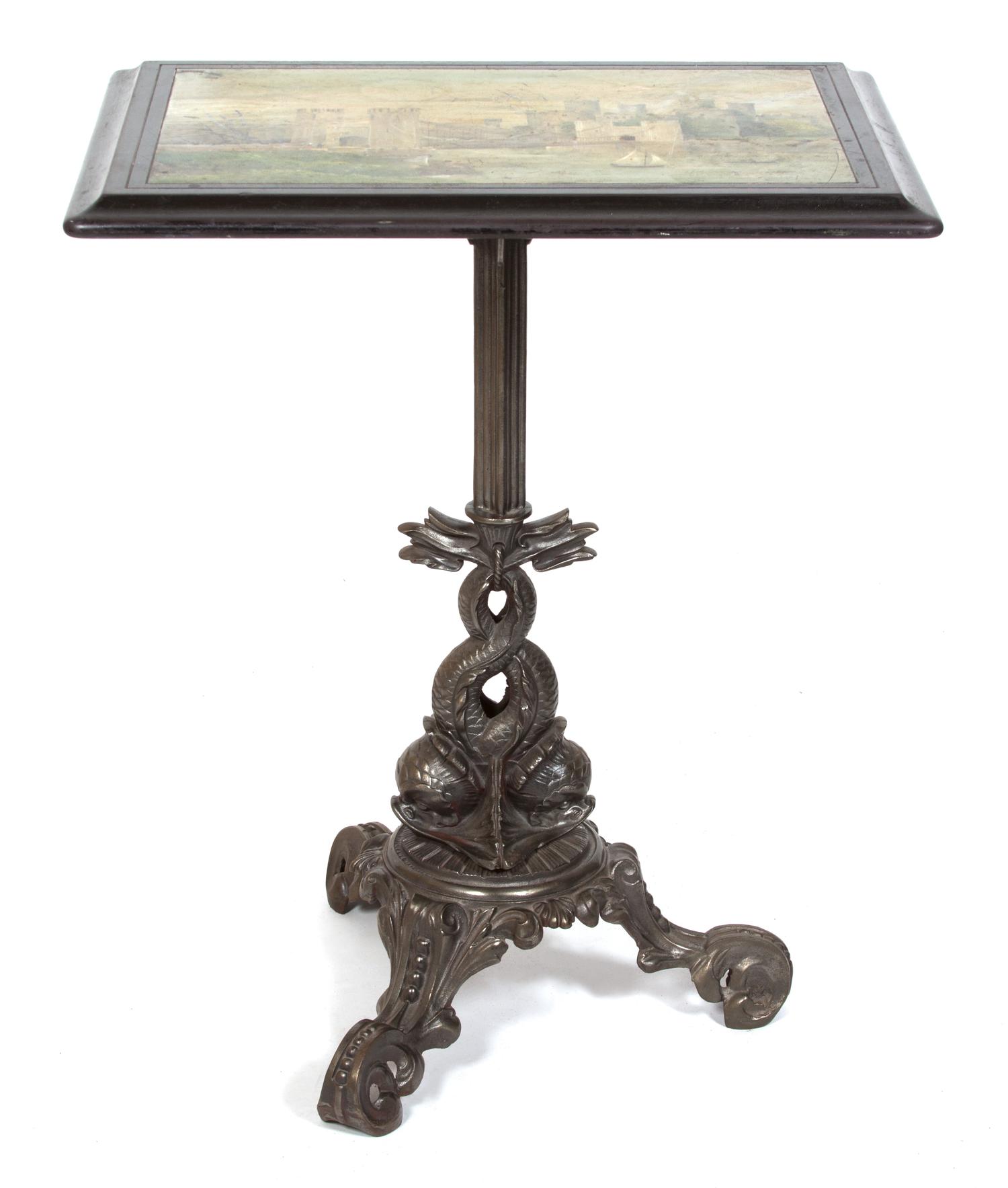 An English Victorian Painted Slate Top Table Height 30 x width 24 3/4 x depth 18 1/2 inches. — 19TH CENTURY