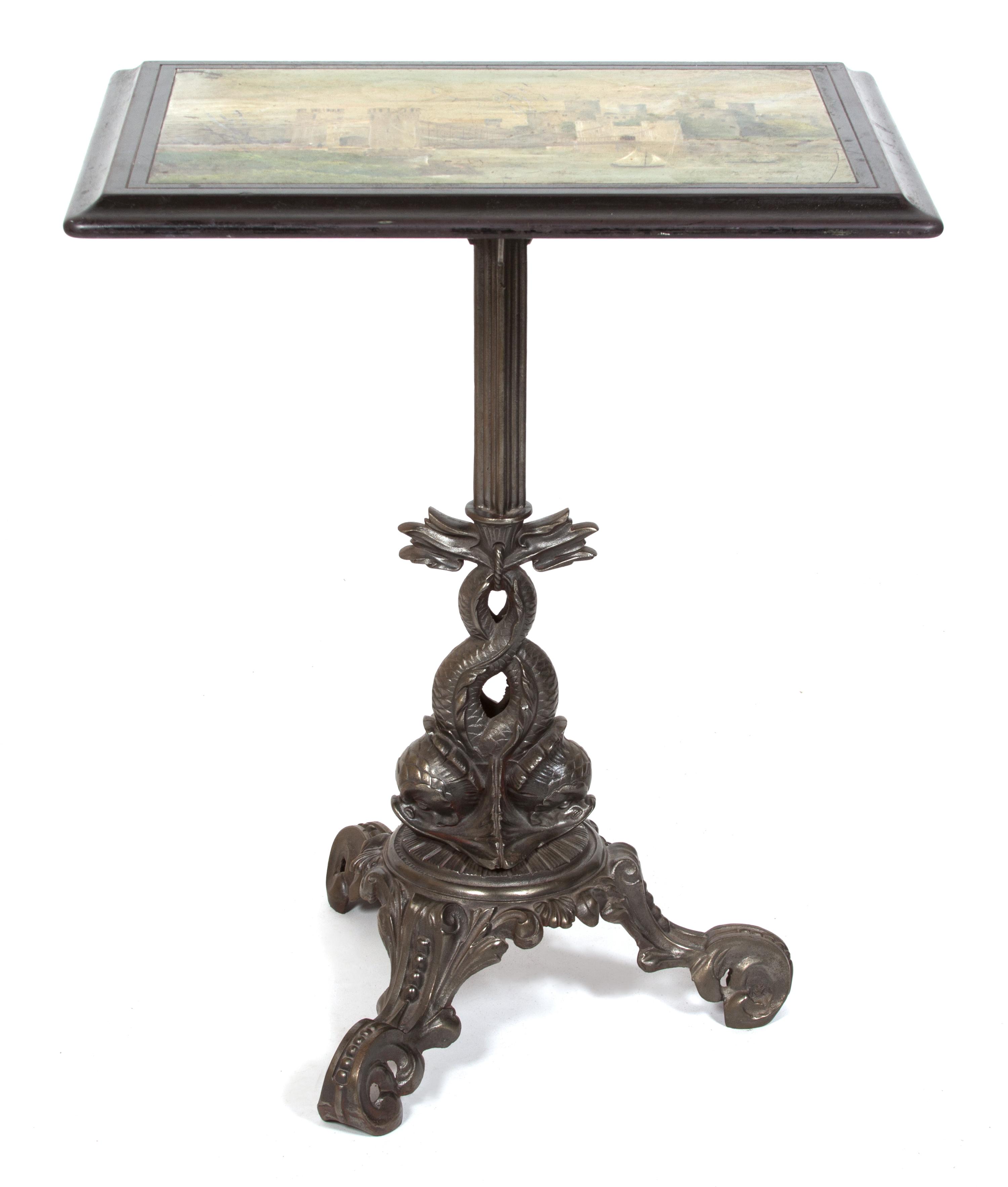 An English Victorian Painted Slate Top Table Height 30 x width 24 3/4 x depth 18 1/2 inches. — 19TH CENTURY