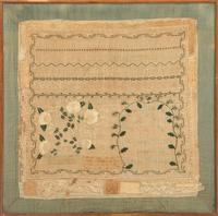 An American Needlework Alphabet and Verse Sampler Wrought by Minerva Scott