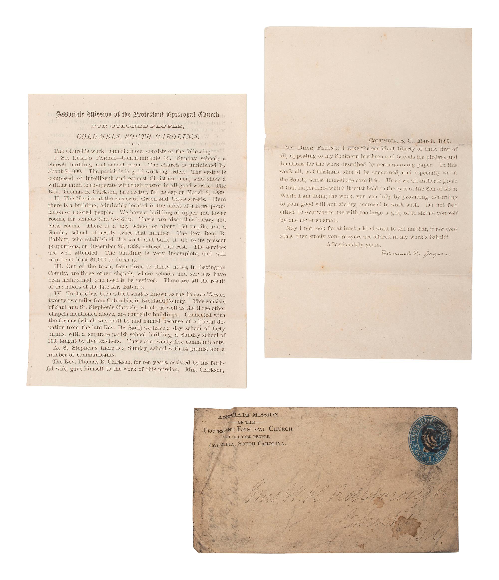 [SLAVERY] -- [RECONSTRUCTION]. Small archive of photographs and documents associated with Fannie "Cook" Sims (ca 1850-1943), a freed woman who worked as a domestic laborer in Chester County, South Carolina.
