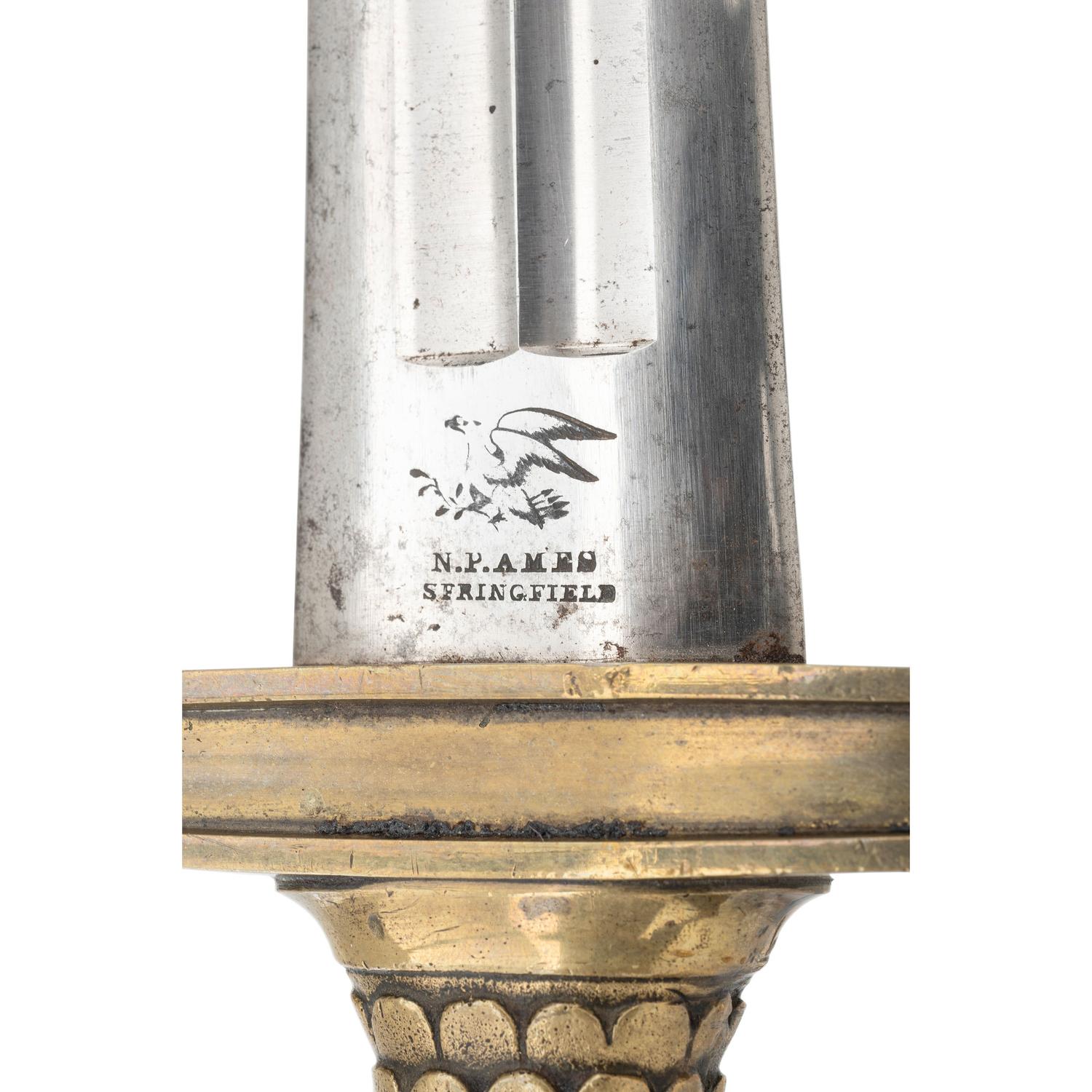 Rare Early Production Ames Model 1832 Heavy Artillery Saber & Scabbard Dated 1833 with an S HUSE Marked Hilt