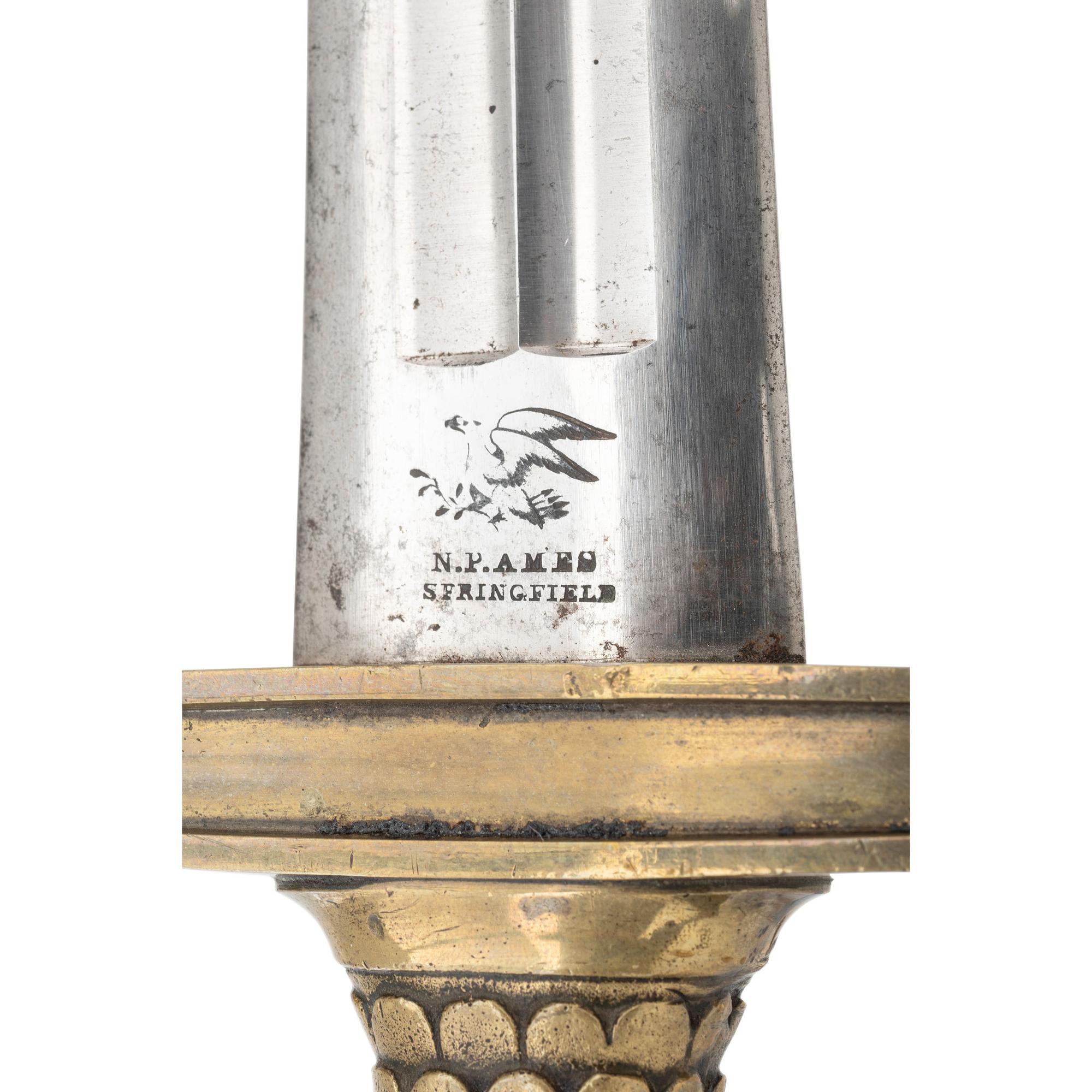 Rare Early Production Ames Model 1832 Heavy Artillery Saber & Scabbard Dated 1833 with an S HUSE Marked Hilt