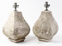 A Pair of Carved Stone Lamps Height overall 28 1/2 inches. — 20TH CENTURY