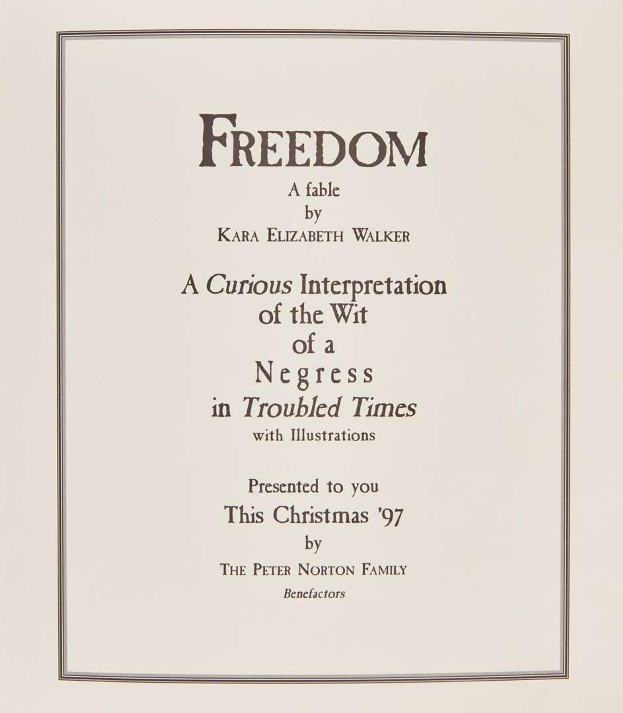 [Art] Walker, Kara Elizabeth: Freedom A Fable A Curious Interpretation of the Wit of a Negress in Troubled Times...