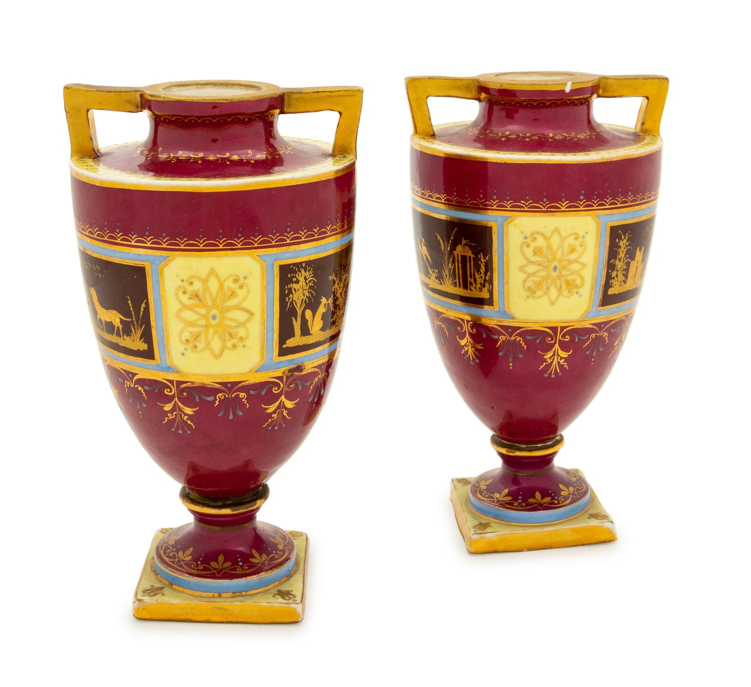 A Pair of Vienna Style Porcelain Vases