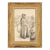 Camille Pissarro (Danish/French, 1830-1903) — Scène de Marché à Gisors