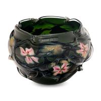 attributed to Daniel Lotton (American, b. 1963) — Bowl, Green Caged with Pink Flowers