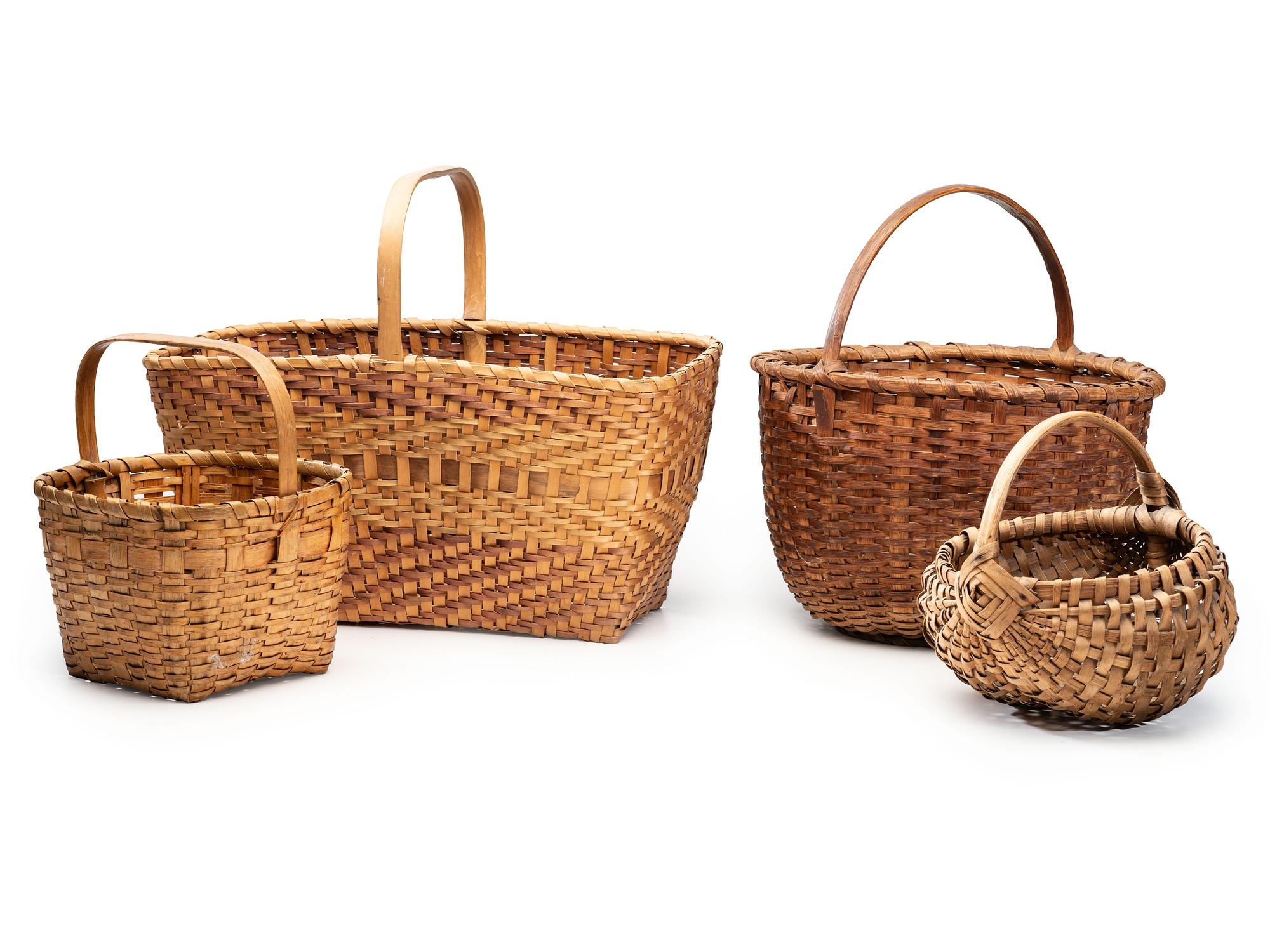 Four Woven Splint Baskets