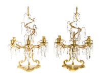 A Pair of Victorian Style Gilt Bronze Six-Light Candelabra, Height 22 inches.