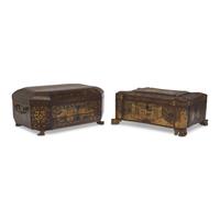 Two Chinese Export Lacquer Sewing Boxes
