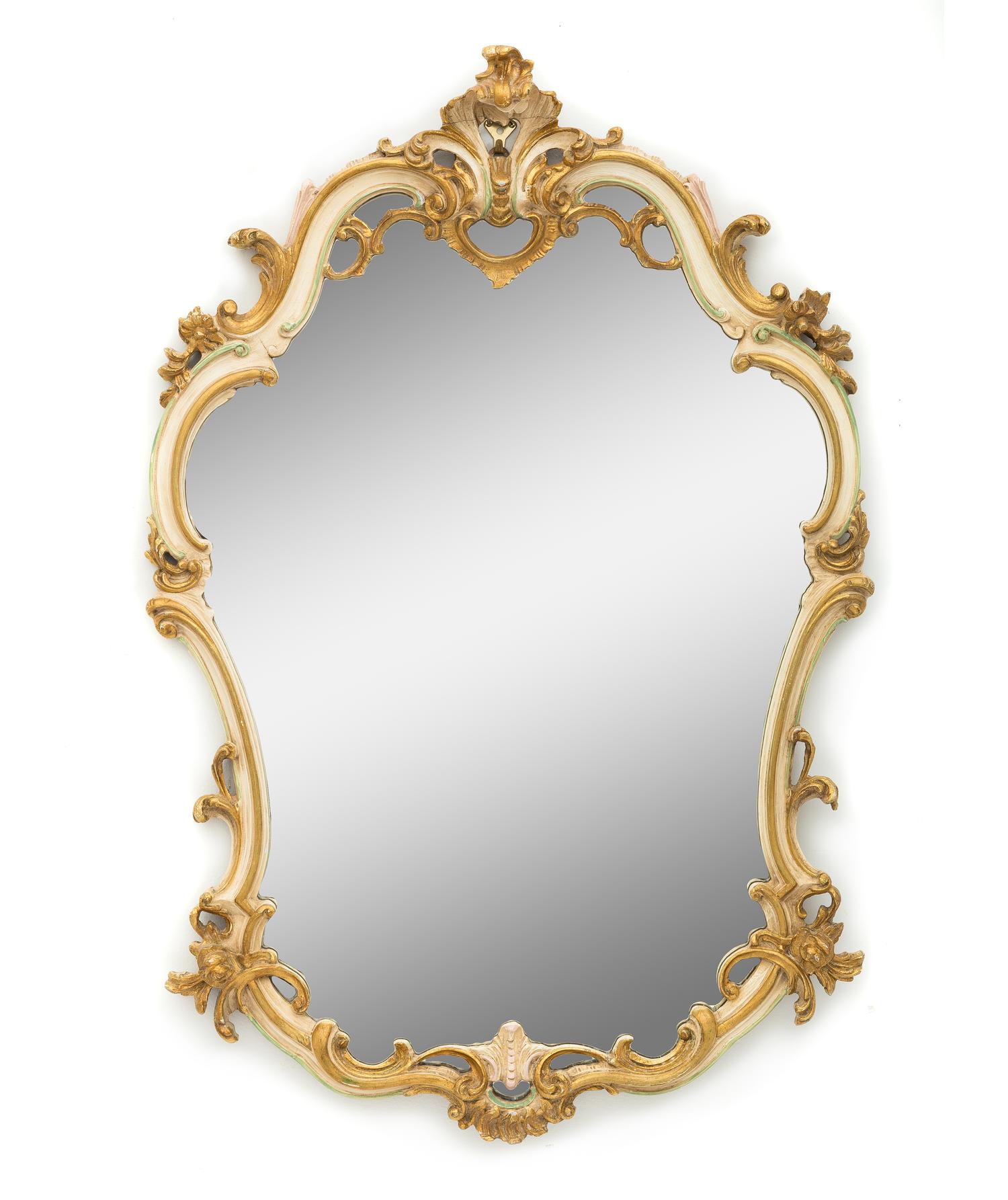 An Italian Rococo Style Cream-Painted and Parcel Gilt Mirror