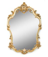 An Italian Rococo Style Cream-Painted and Parcel Gilt Mirror