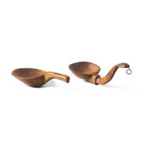 Two Carved and Figured Maple Scoops