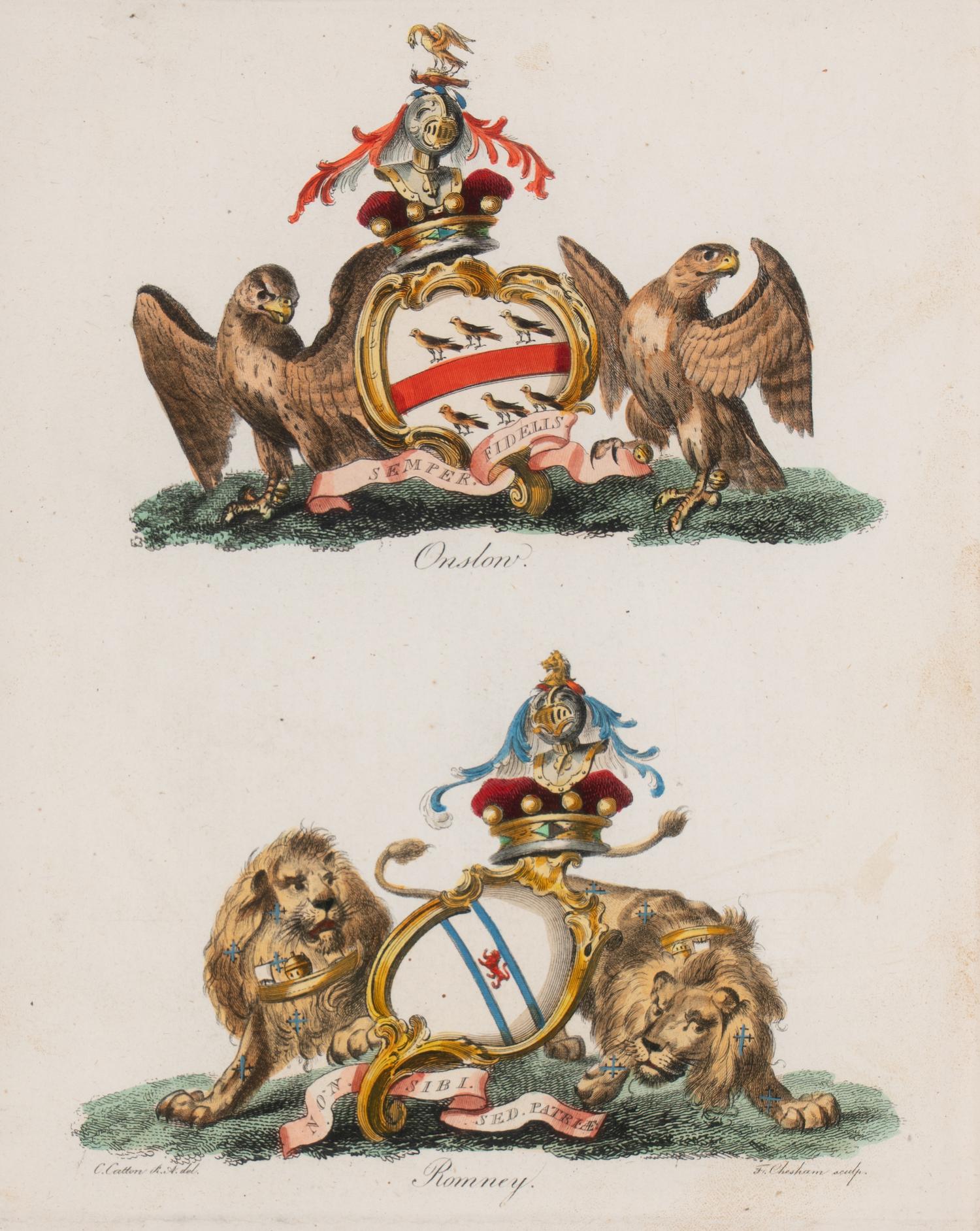 A Set of Ten English Engravings of Coats of Arms