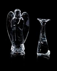 A Baccarat Figural Group Height of tallest 6 inches.