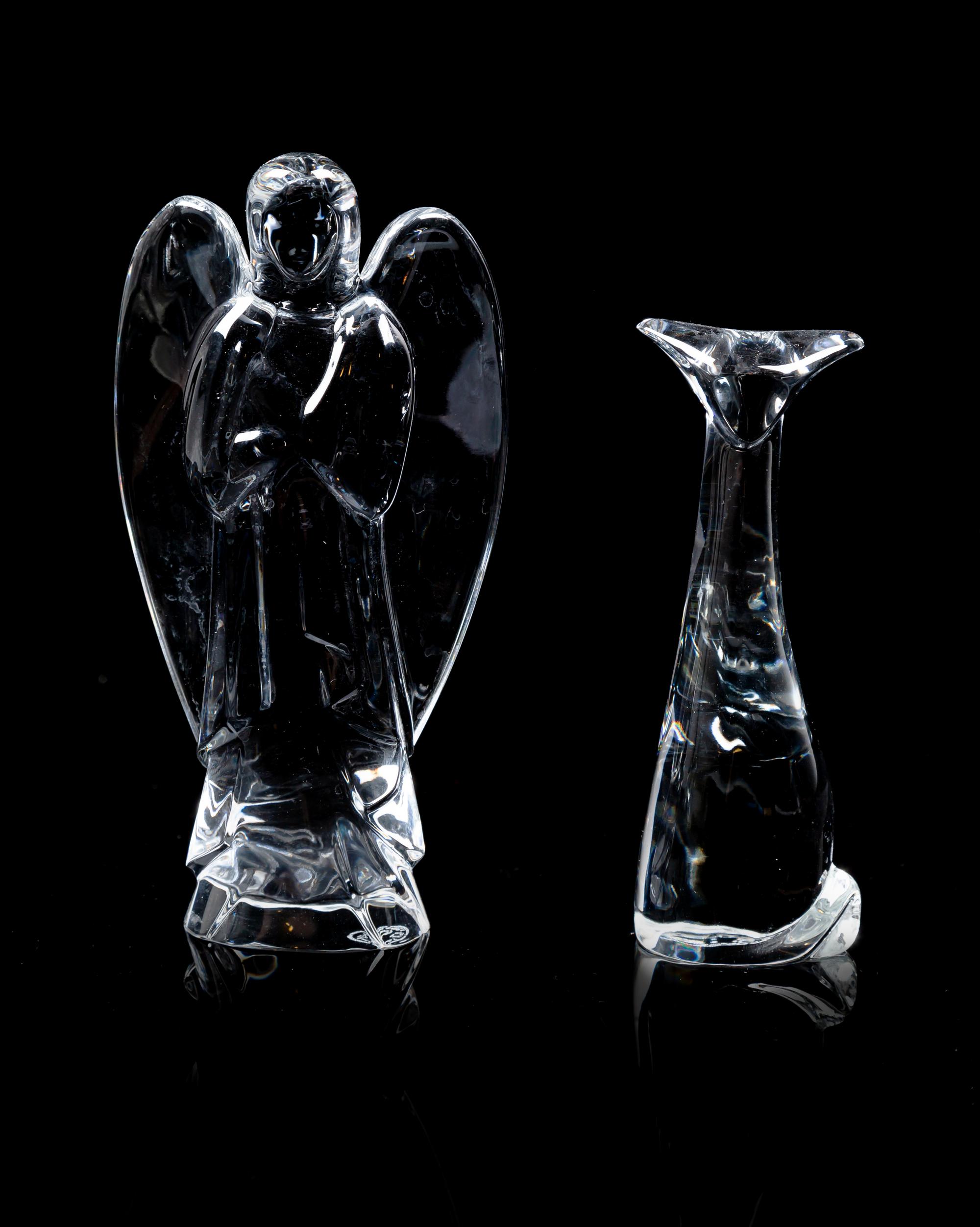 A Baccarat Figural Group Height of tallest 6 inches.