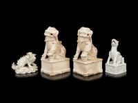 Four Chinese Blanc-de-Chine Porcelain Figures of Beasts