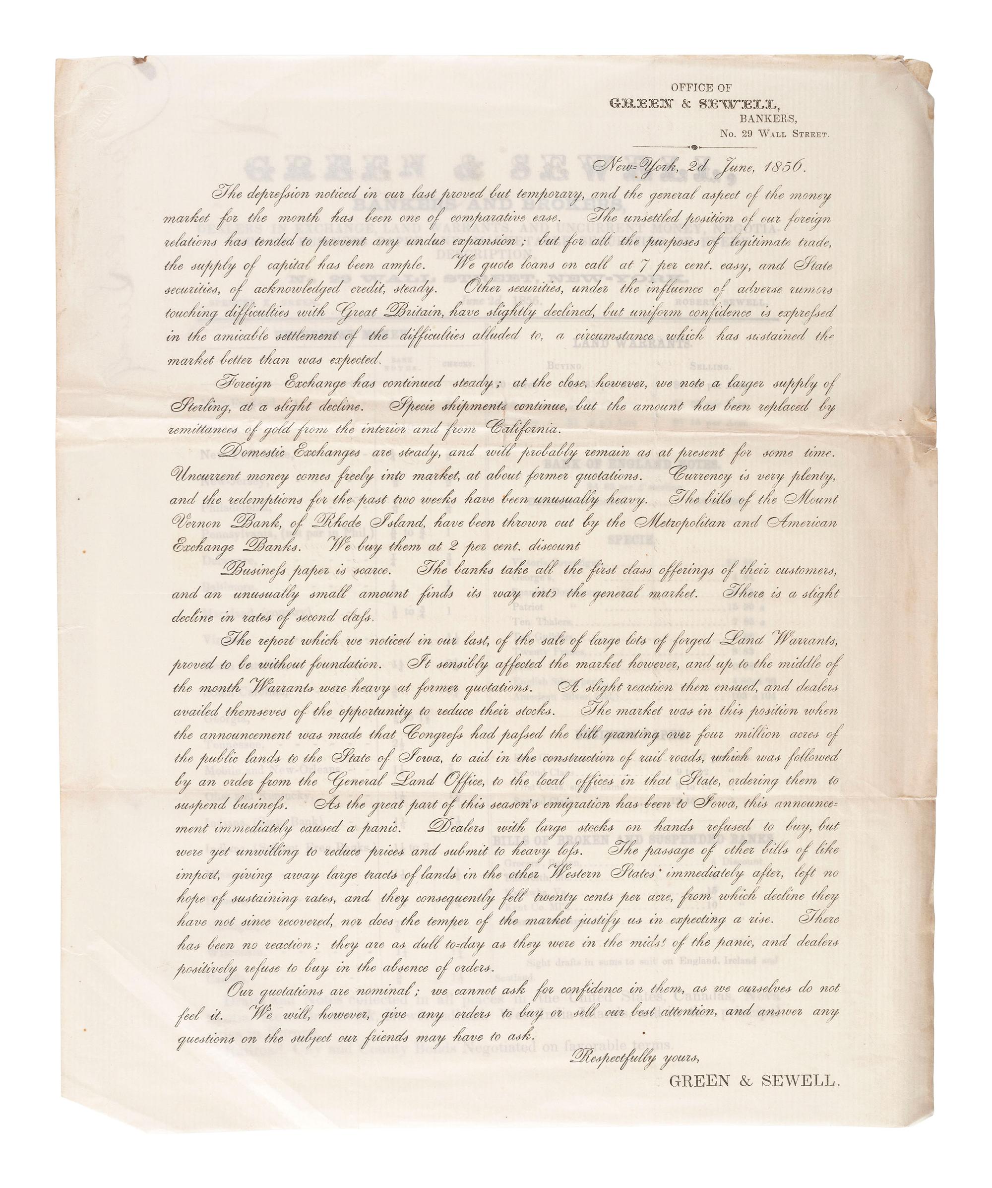 [ILLINOIS]. A group of 5 early Illinois land sale broadsides, comprising: