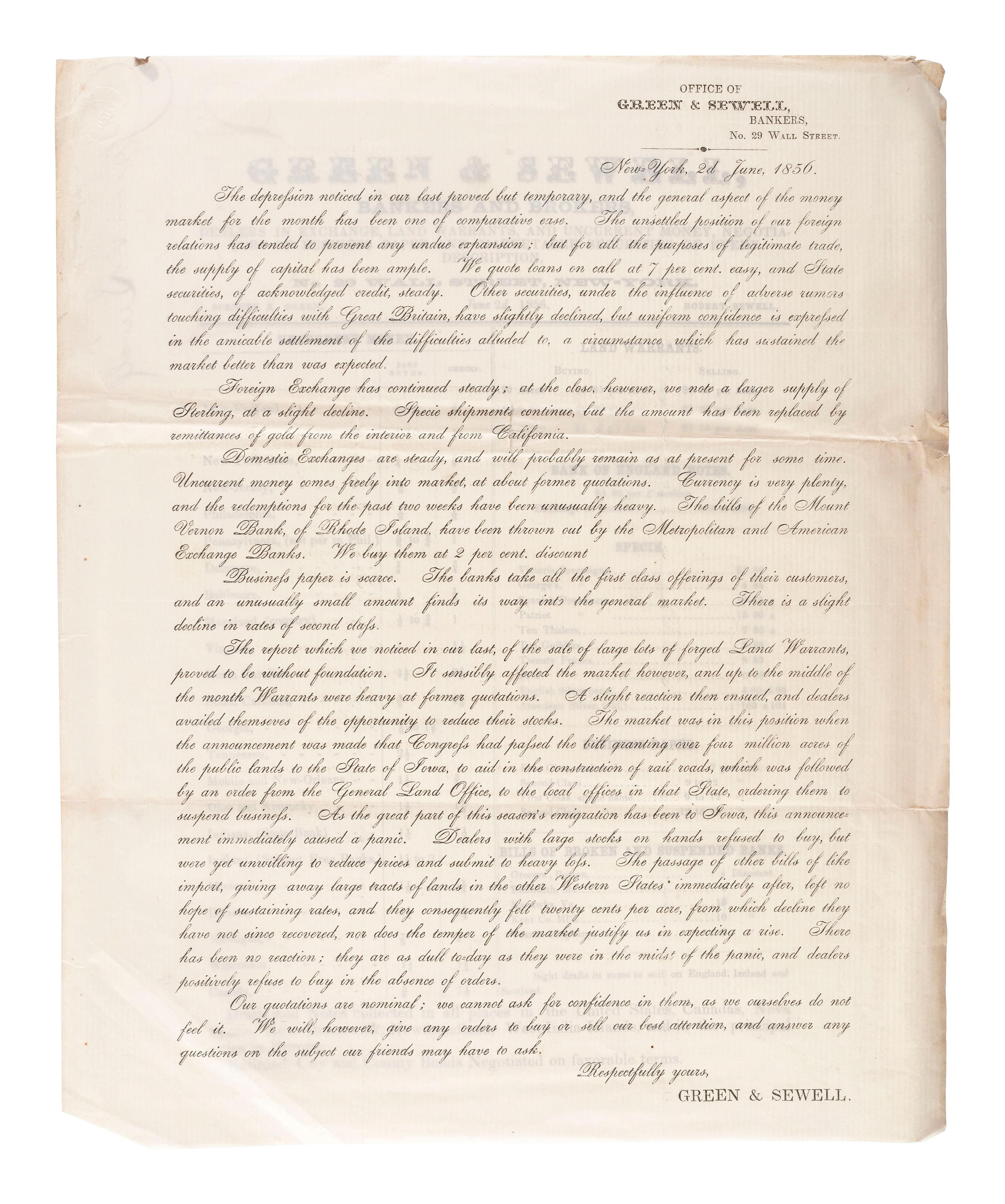 [ILLINOIS]. A group of 5 early Illinois land sale broadsides, comprising: