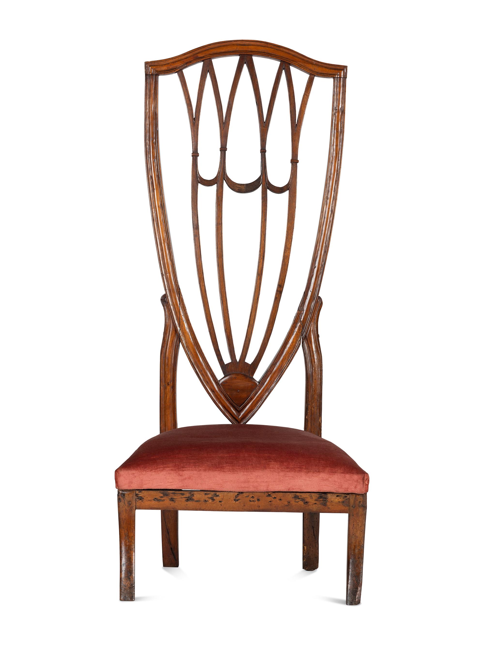 A George III Carved Walnut High-Back Slipper Chair