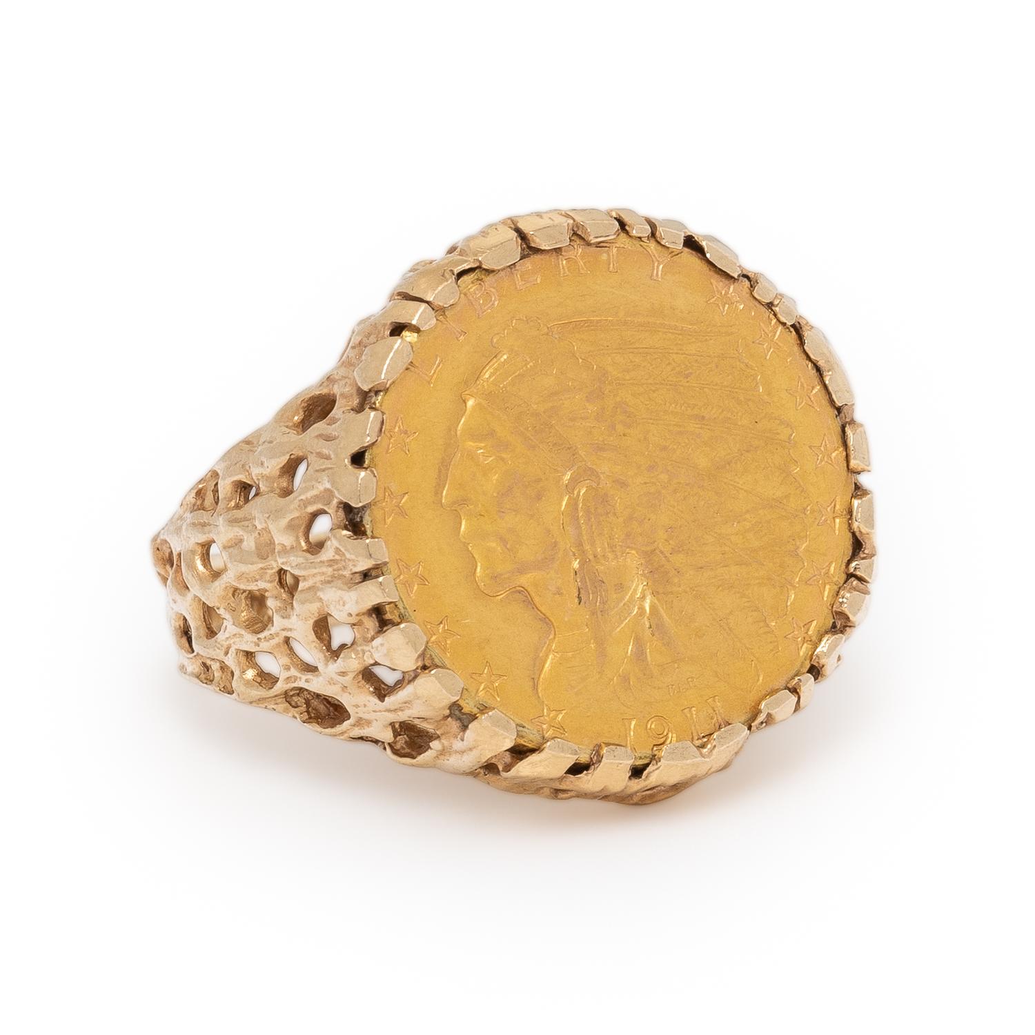 Yellow Gold Coin Ring