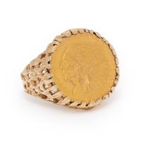 Yellow Gold Coin Ring