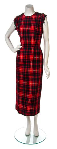 A Comme des Garcons Red Tartan Plaid Wool Dress, Size M.